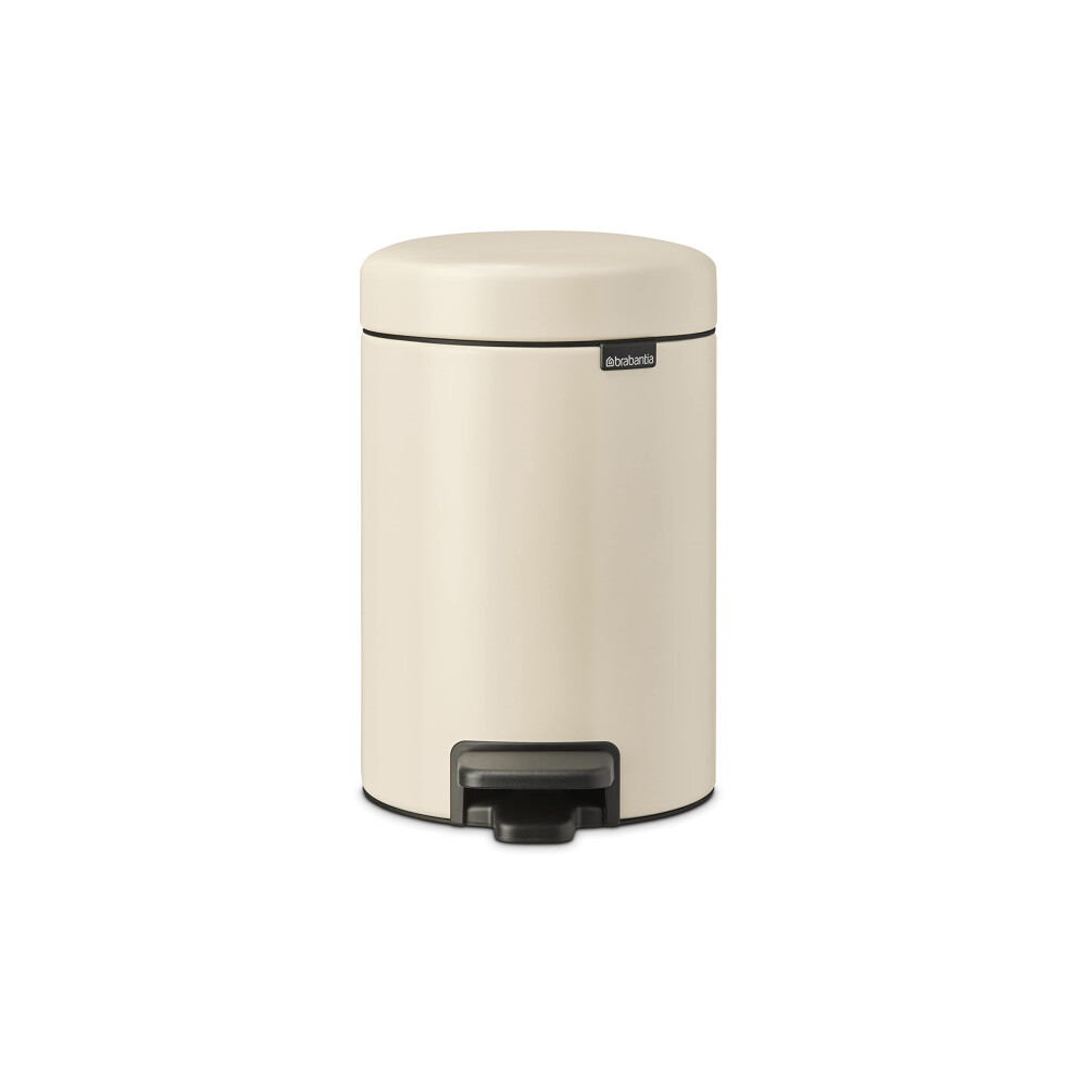 Brabantia - NewIcon Pedal Bin 3L - Small Waste Bin for Bathroom or Toilet - Soft Closing Lid - Light Pedal Operation - with Removable Inner Bucket - Non-Slip Base - Soft Beige - 17 x 24 x 26 cm - Image 6