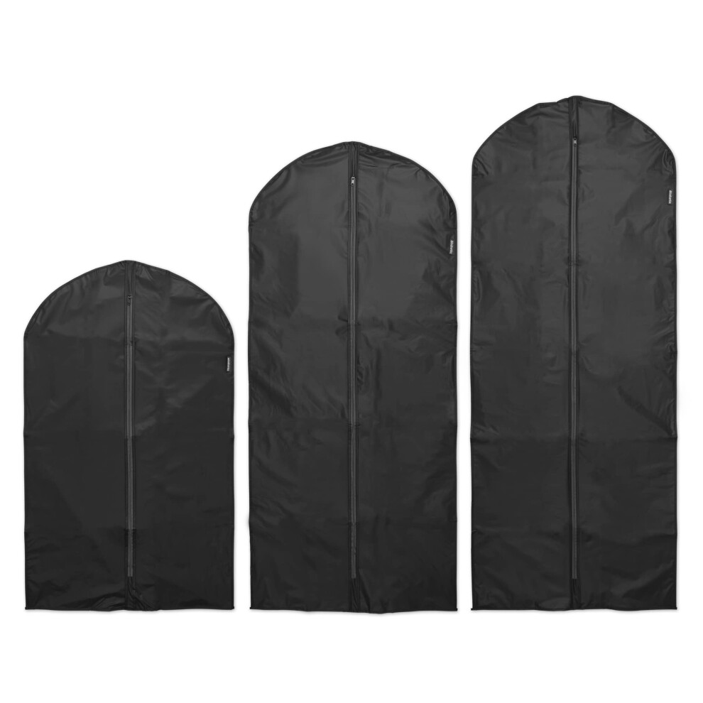 Brabantia 3 Pack L M XL Hanging Clothes Protector Bags (Black) Garment Covers for Closet Storage  Fits Suits Shirts Long Coats Dresses  Dust & Moth Pr