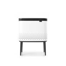 Brabantia Bo Laundry Hamper (White) Removable Laundry Bag 16 Gal Ventilated Stylish Discreet Dirty Clothes Holder Flat Back Anti-Rust Materials for