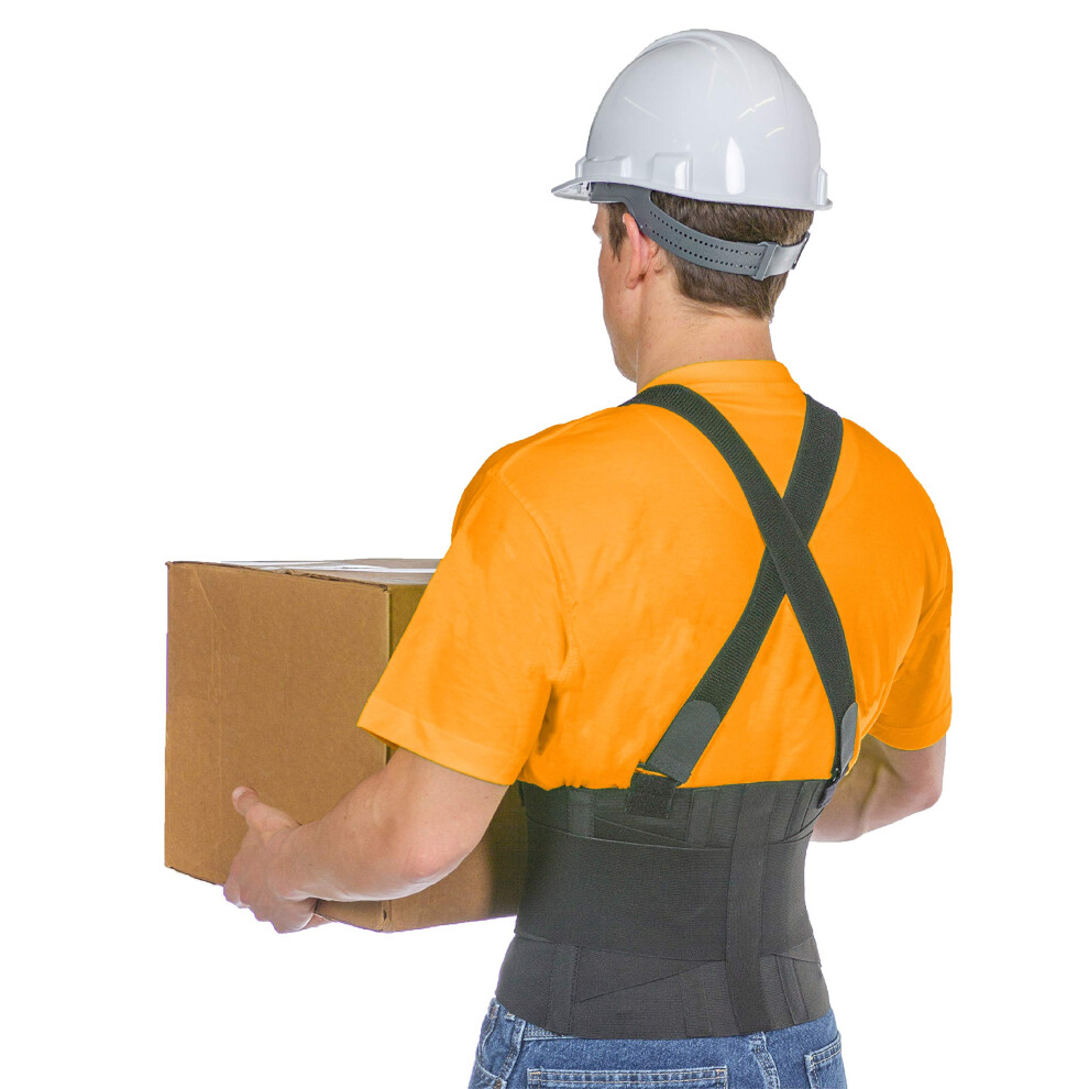 Braceability Industrial Work Back Brace | Removable Suspender Straps For Heavy Lifting Safety - Lower Back Pain Protection Belt For Men & Women In Con