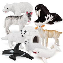 BRETOYIN 10PCS Mini Arctic Animals Toys Set Polar Animal Figurines Arctic Tundra Deer Toy Animal Small White Bear Arctic Fox Kids Diorama Birthda