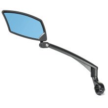 BriskMore BT-016LB Left-Side Handlebar Mirror, Anti-Glare Blue Convex Lens, Scratch-Resistant, Adjustable and Rotatable, Fits 21-26mm Flat Bars