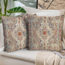 Capa de Almofadas BUAEL Boho 18x18 polegadas, Conjunto de 2, Padrão Étnico Vintage Dupla Face