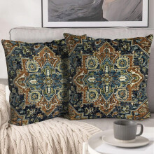 Capa de Almofada BUAEL Boho 20x20 Polegadas Conjunto de 2, Padrão Vintage Boêmio Antigo, Decorativo