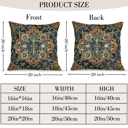 Capa de Almofada BUAEL Boho 20x20 Polegadas Conjunto de 2, Padrão Vintage Boêmio Antigo, Decorativo 1