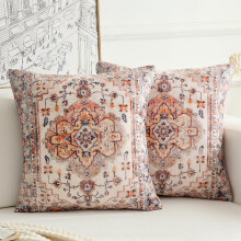 Capa de Almofada BUAEL Boho 26x26 polegadas Conjunto de 2, Padrão Vintage Étnico, Almofada Macia