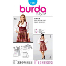 Burda Ladies Sewing Pattern 7443 Dirndl Dress with Apron
