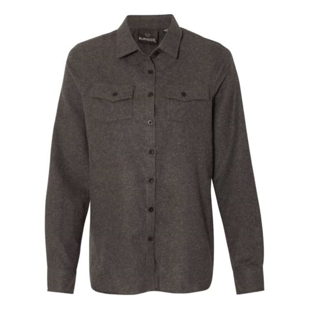Chemise en flanelle unie Burnside pour femme, taille M, anthracite