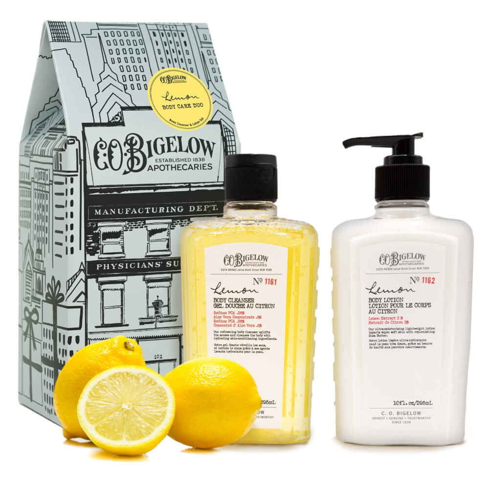 C. O. Bigelow C.o. Bigelow Apothecary Duo Lemon Body Care Gift Box With Body Soap & Lotion Gift Set Of Two - Moisturizing Lotion & Liquid Hand Wash For Dry Skin