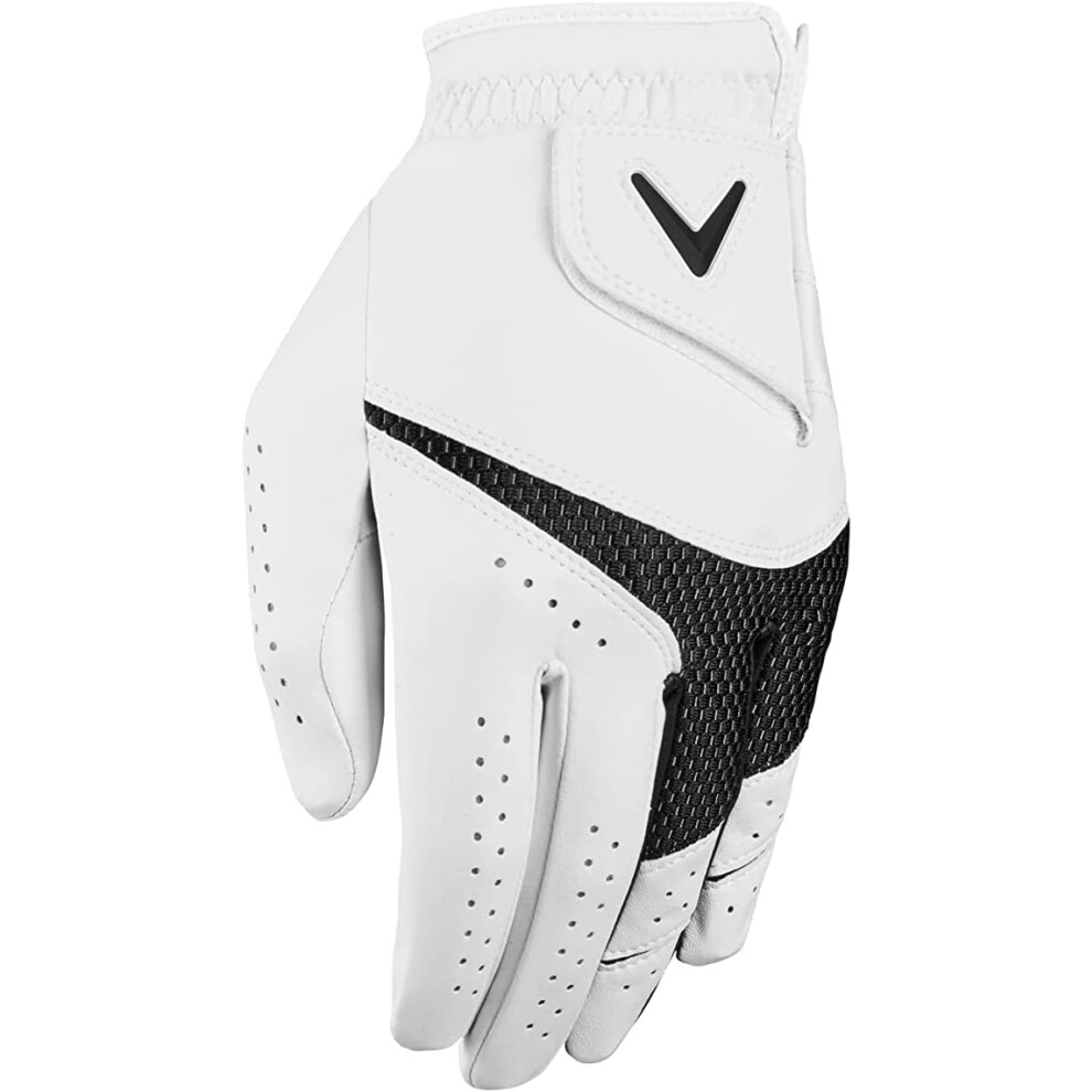 callaway golf Womens Weather Spann Premium Synthetic golf gloveA White  2-Pack  Medium  New Model   Standard  Worn on Left Hand