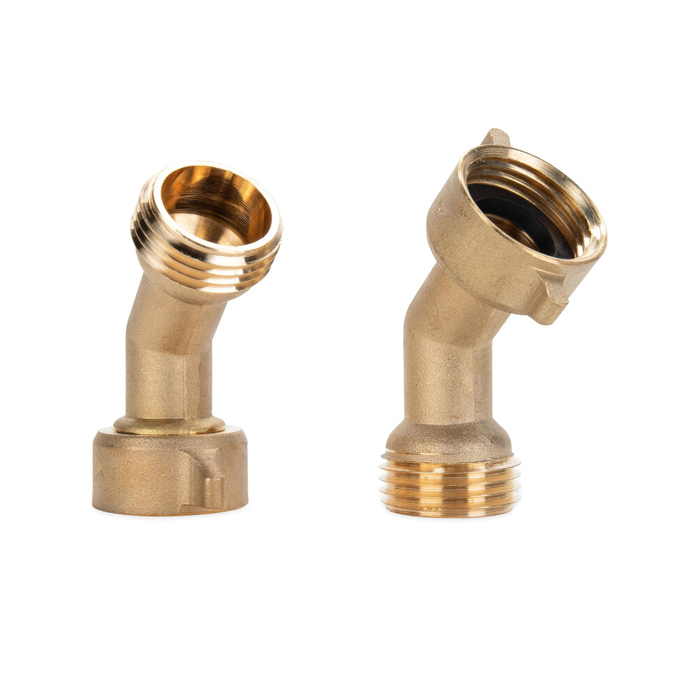 Camco 45 Degree Hose Elbow Eliminates Stress And Strain On Rv Water Intake Hose Fittings Solid Brass 2-Pack (22607) 014717226073
