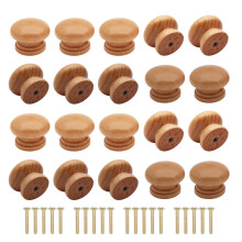 Cangder Wooden Cabinet Knobs 20Pcs Log Varnish Dresser Wood Knobs Mushroom Wooden Dresser Drawer Knobs Pulls Handles with Screws (Diameter :1.3 inche