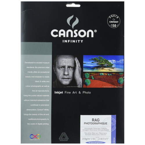 Χαρτί Τέχνης Canson Infinity Rag Photographique, 310gr, 8.5 x 11 ίντσες, 25 φύλλα