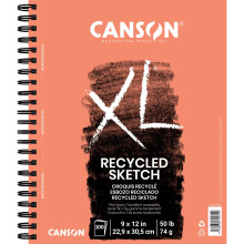 Canson XL-serie schetsblok van gerecycled papier, spiraalgebonden, 50 pond, 9 x 12 inch, 100 vellen
