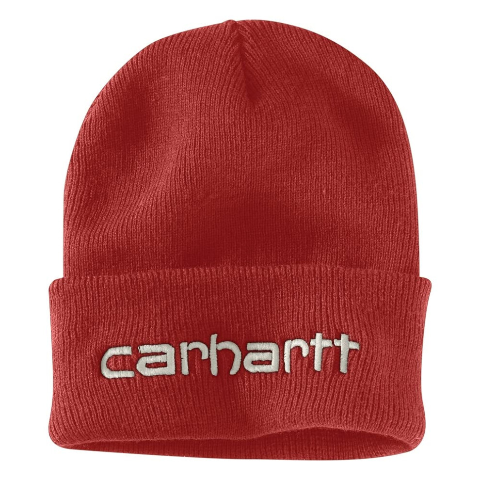 Carhartt Men's Knit Insulated Logo Graphic Cuffed Beanie Chili Pepper OFA