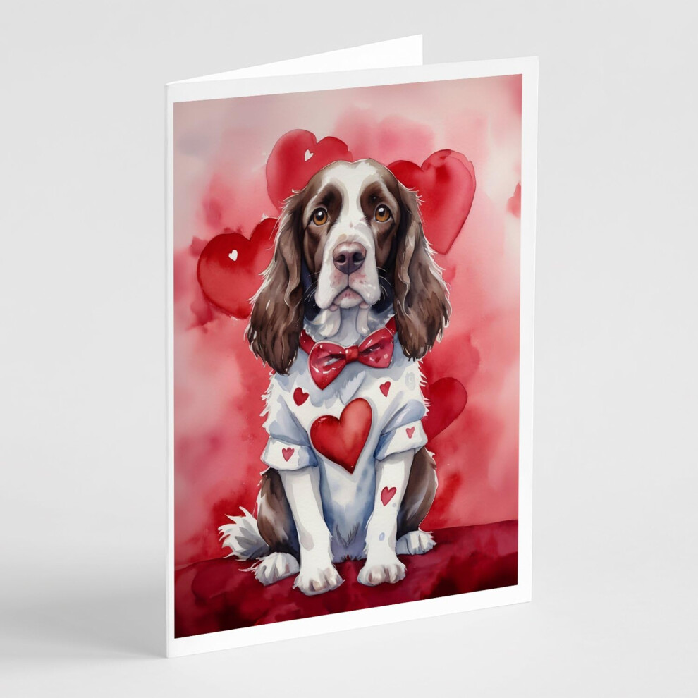 Caroline's Treasures DAC5339GCA7P Grusskarten My Valentine Mit Englischem Springer-Spaniel, 8 Stuck, Blanko Karten Mit Umschlagen, Skurrile A7-G-image