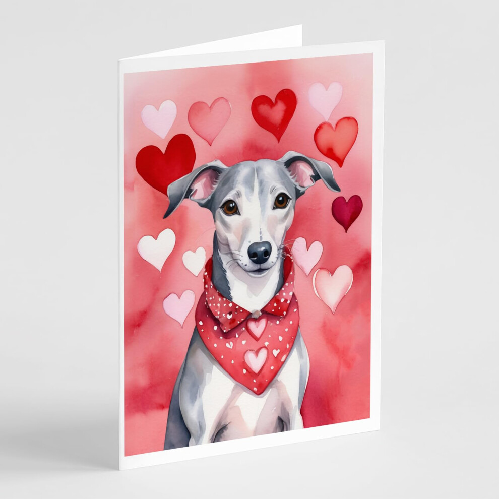 Cartes De V Ux Caroline's Treasures DAC5461GCA7P Whippet My Valentine, Lot De 8 Cartes Vierges Avec Enveloppes, Format A7 Fantaisiste, 5X7, Carte-image