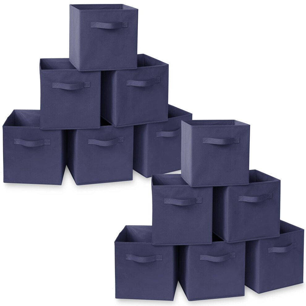 Casafield - Juego De 12 Cubos De Tela Plegables, Color Azul Marino, 28 Cm, Para Estanter As, Organizadores Y M S-image