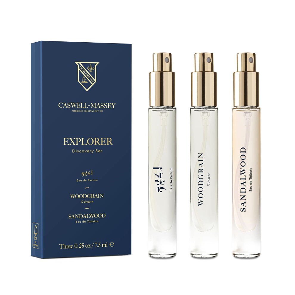 Caswell-Massey Explorer Cologne Discovery Set Includes 2571 Woodgrain & Sandalwood Indulge In Enduring American Scents Travel Size Cologne Set Co