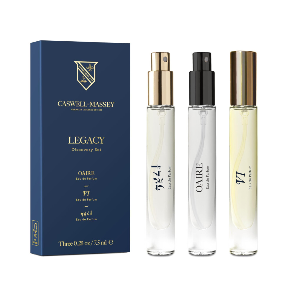 Caswell-Massey Legacy Eau De Parfum Discovery Set, Includes Vi, 2571 & Oaire, Indulge In Enduring Modern Scents, Long-Lasting Mens Fragrances, Travel