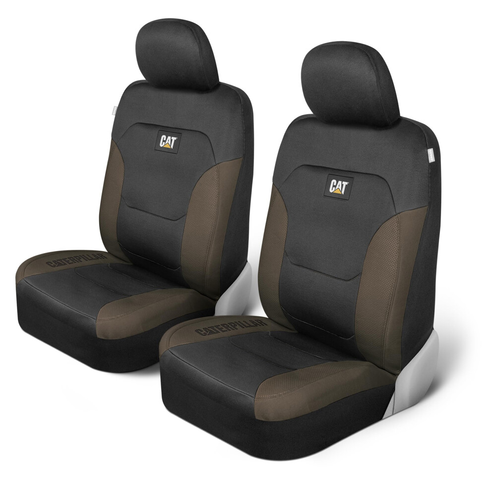 Cat Flexfit Automotive Seat Covers For Cars Trucks And Suvs (Set Of 2) - Car Seat Covers For Front Seats Truck Seat Protectors With Honey Black/Beige 826942163920