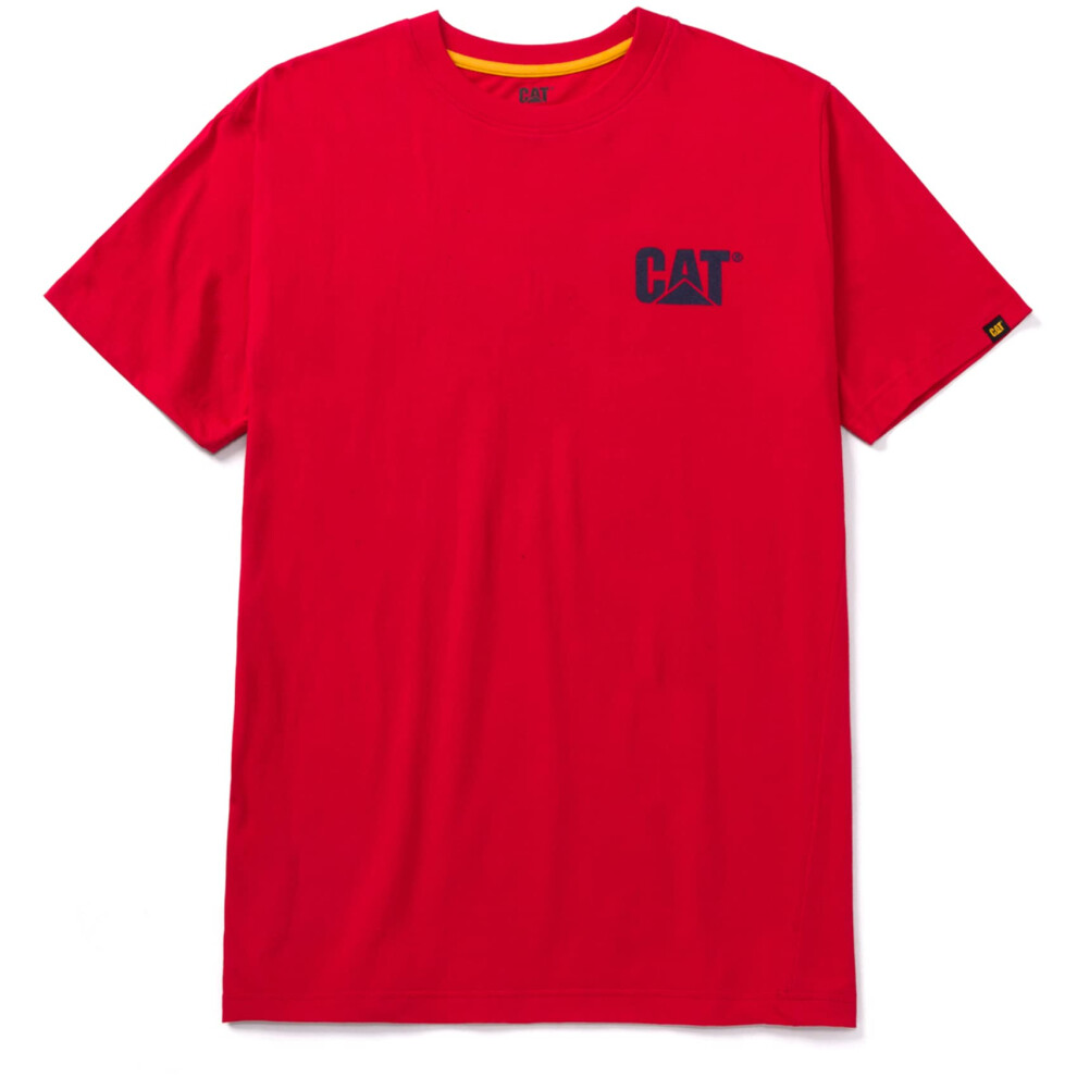 Caterpillar Men's Trademark T-Shirts with Shape-Retention Rib Trim Spandex  Tagless Neck  and CAT Logo on Left Chest  Hot Red Eclipse  3X-Large
