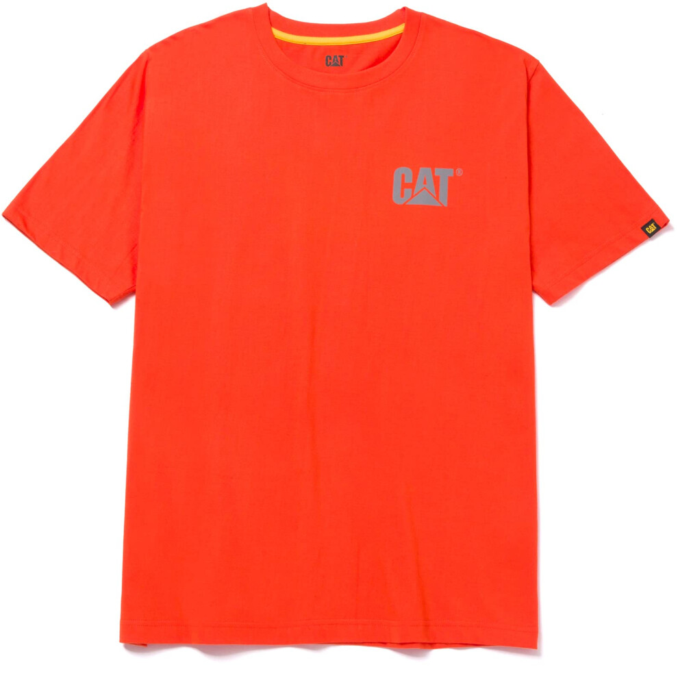Caterpillar Men's Trademark T-Shirts with Shape-Retention Rib Trim Spandex  Tagless Neck  and CAT Logo on Left Chest  Tangerine  Medium