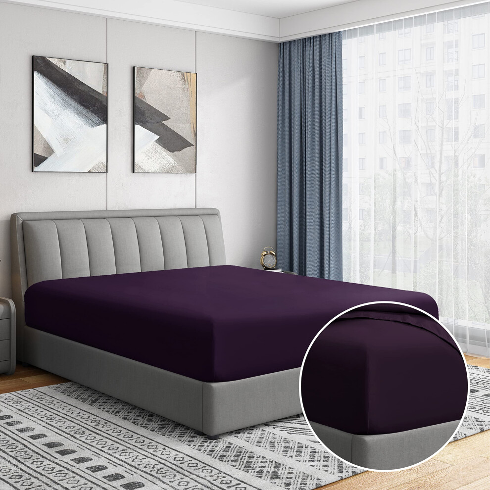 Drap-housse simple Cathay Home de luxe, infroissable et résistant à la décoloration, en microfibre ultra douce, double brossée, 14 pouces, poche