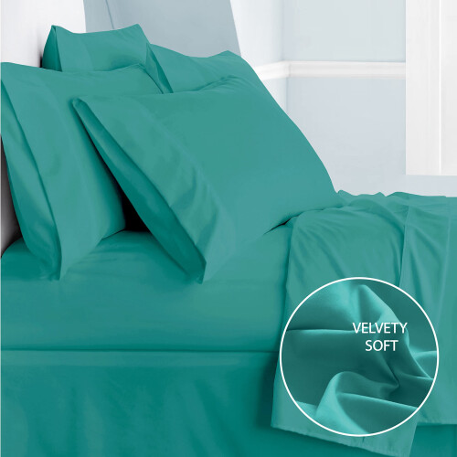 Cathay Home Luxury Resistente a Rugas e Desbotamento Lençol Ajustado de Microfibra Ultra Macio 14 Polegadas, Azul Larkspur, King 2