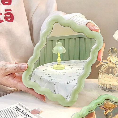 Espelho de Maquiagem de Mesa em Forma de Onda Portátil e Dobrável 6.7X5.3 Polegadas 1