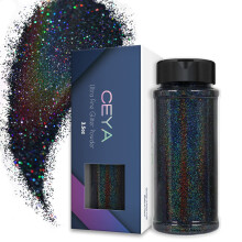Ceya 3,5 oz/ 100 g Holografick ultra jemn trpytiv prek Laser Cern trpyt 1/128 0,008 0,2 mm pro Sliz Epoxidov pryskyrice Craft Tumbler perky N