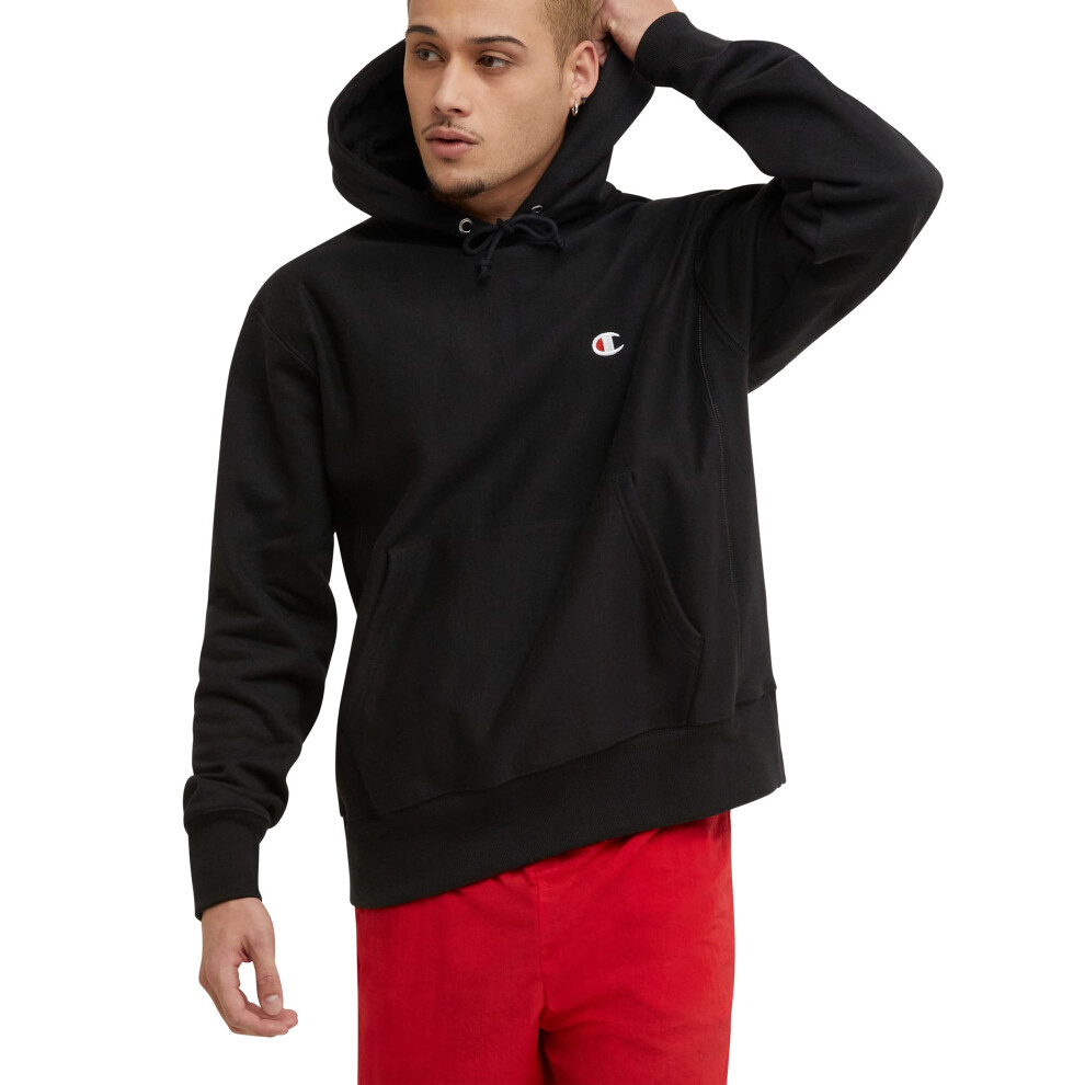 Champion mens Pullover Hoodie  Reverse Weave Pullover Hooded Sweatshirt for Men  Best Comfortable Hoodies Men  Left Chest C Hoody  Black-y06145  Large