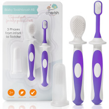 Set di spazzolini da denti per bambini Cherish Baby Care, vincitore del premio (3-24 mesi) - Confezione da 3 spazzolini da denti per bambini picc