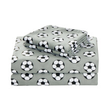 Chezmoi Collection 3 -stycken Kids/Teens Sports Sheet Set - Soft Microfiber Grey Black White Soccer Twin Size