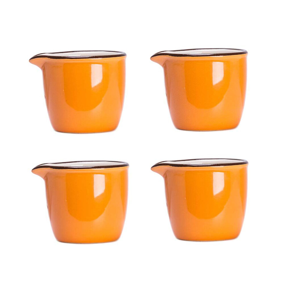 CHOOLD Colorful Mini Ceramic Creamer Coffee Milk Creamer Pitcher/Serving Pitcher/Sauce Pitcher/Milk Creamer Jug for Kitchen 4Pcs Orange