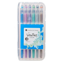 Christian Art Gifts Veritas Gel Pen Set 12 Pack Assorted Color Variety - 6 Metallic & 6 Glitter Non-Toxic Lead-free Diamond Tips w/Clear Case for