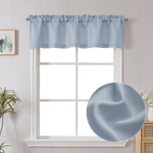 Chyhomenyc Bennet Aqua Blauw Valance voor Ramen, Faux Linnen Textuur Semi Doorschijnend