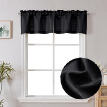 Chyhomenyc Zwart Valance voor Raam, Faux Linnen Kleine Keuken Gordijn, 30 inch