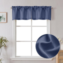 Chyhomenyc Bennet Blauw Valance voor Raam, Faux Linnen Slub Semi Doorzichtig Keuken Valance Gordijn