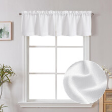 Chyhomenyc Witte Valance voor Raam, Faux Linnen Slub Textuur Semi Doorzichtig Keuken Valance Gordijn