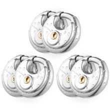 CINCINNO Discus hangslot met sleutel, 6-pack, roestvrijstalen opslagslot met beugel van 7 cm breed en 9 mm diameter, zwaar schijfslot voor opslagunits