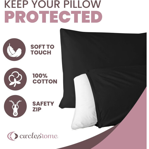 Protetores de Almofadas CirclesHome 2 Pack King com Zíper - 100% Algodão Respirável 2