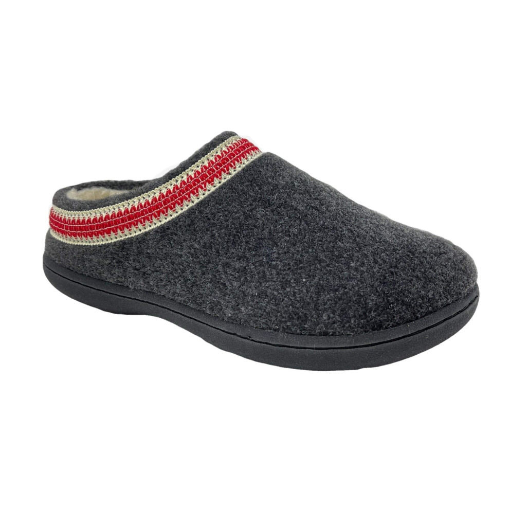 Clarks Womens Wool Felt Clog Slippers Warm Cozy Indoor Outdoor Faux Plush Soft Fur Lined Slipper for Women (Charcoal  7 M US)