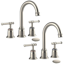Robinet de Salle de Bain Classique 8 pouces, Robinet 3 Trous Nickel Brossé avec Vidange Pop Up