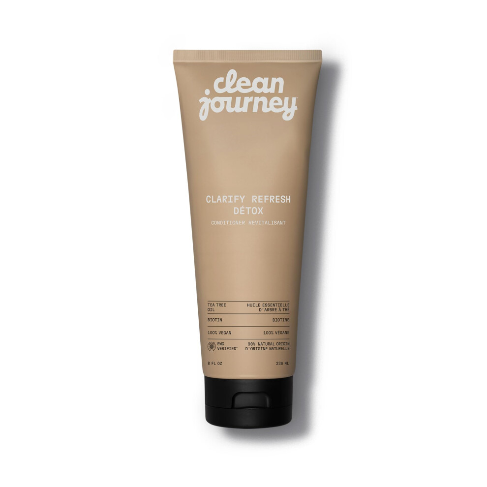 Cleanjourney Clarify Refresh Detox, Balsamo Per Capelli Verificato Ewg, Infuso Con Olio Dell'albero Del Tè E Biotina, Per Capelli Grassi + Accumulo, Ingredienti Puliti, Vegano, Profumo Fresco, 236 Ml-image