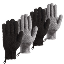 cLEEDY Exfoliating Handschuhe - 4 Stück (2 Paare) Verlängerte und große Peelinghandschuhe für Dusche, Spa, Massage
