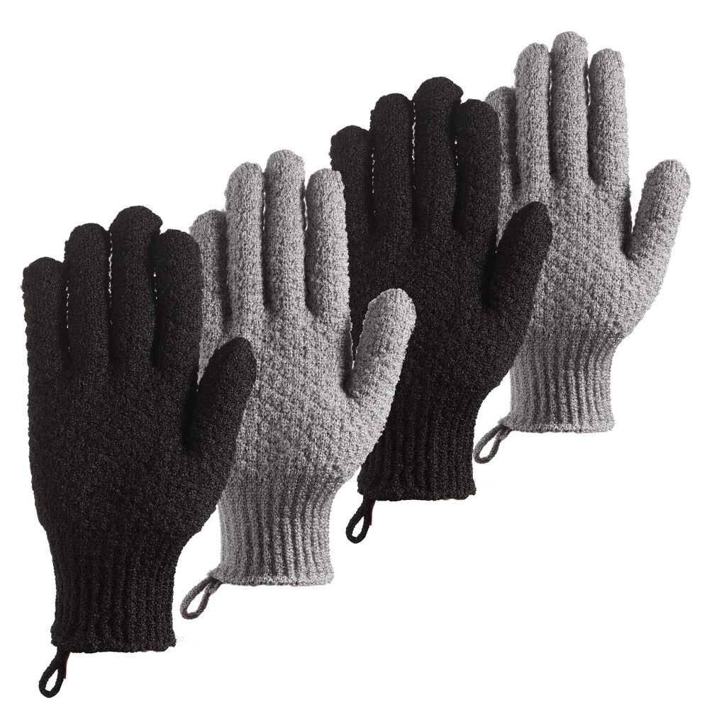 Cleedy Bath Exfoliating Gloves Scrub - 4 Pcs 2Pairs Lengthened And Large Exfoliating Scrubbing Gloves For Shower Spa Massage - Scrub Exfoliating Mit