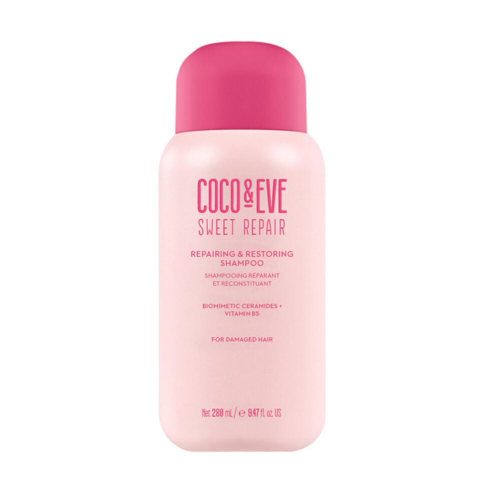 Coco & Eve Repairing & Restoring Shampoo For Damaged Color Treated Hair - With Biomimetic Ceramides Vitamin B5 To Repair Breakage Split Ends Stren