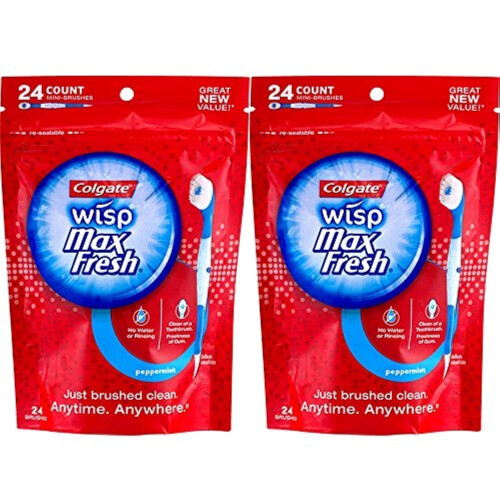 Colgate Colgate Max Fresh Wisp Engångs Mini Tandborste, Pepparmint - 24 Stycken, 2-Pack
