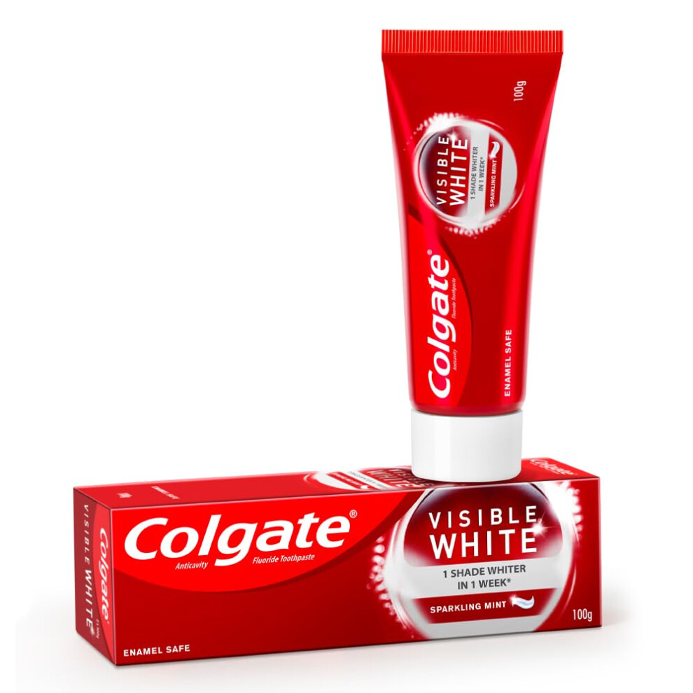 Colgate Visible White Dazzling White Toothpaste (1 Shade Whiter in 1 Week) with Sparkling Mint 100g - 1 Pack Buy Original Colgate Products Only E-Reta